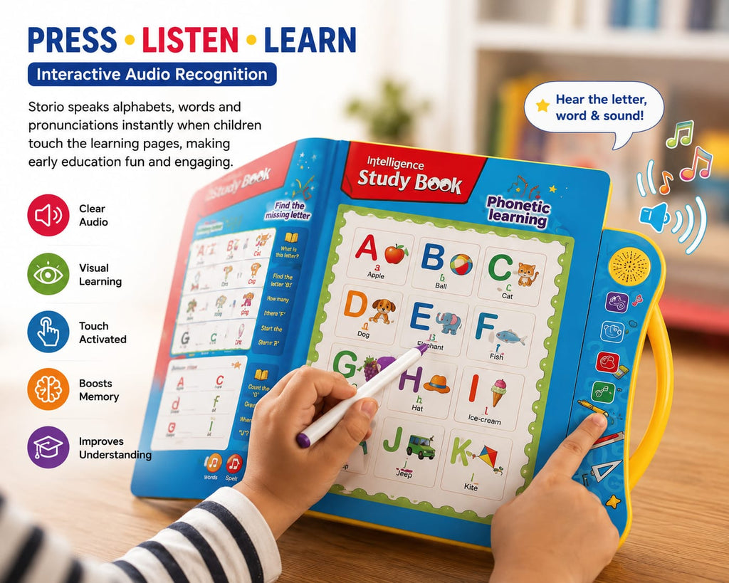 Intelligent Talking Book for Children, English Letters & Words Learning Book, Fun Educational Toys. Activities with Numbers, Shapes Learning Book for Toddlers